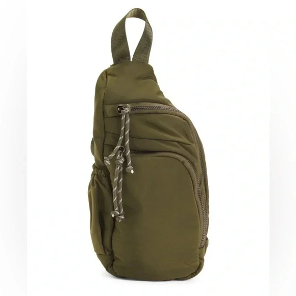 URBAN EXPRESSIONS NYLON PARC Sling Dual Entry Bungee Cord Backpack. Olive green! - Picture 1 of 7